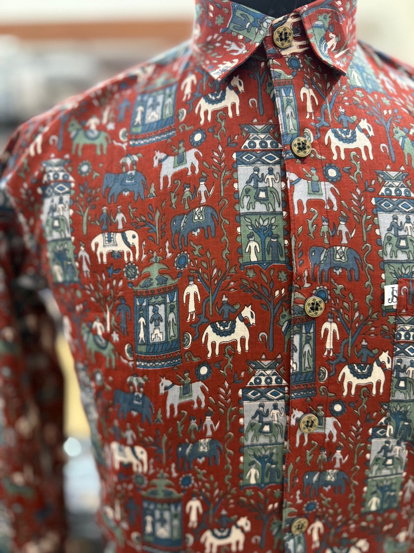 Rust Palace Parade Printed Full Sleeves Cotton Shirt for Men