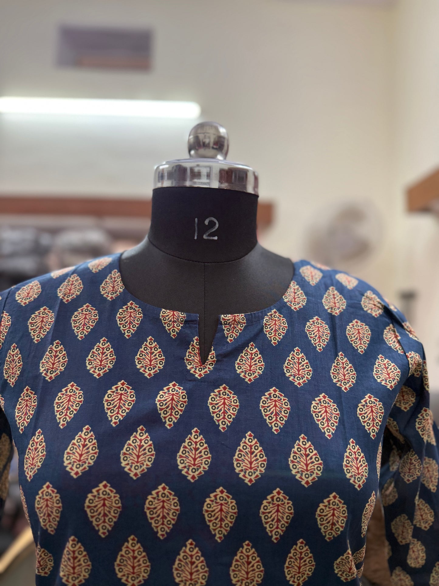 Indigo Buti Print Cotton Short Kurti for Women