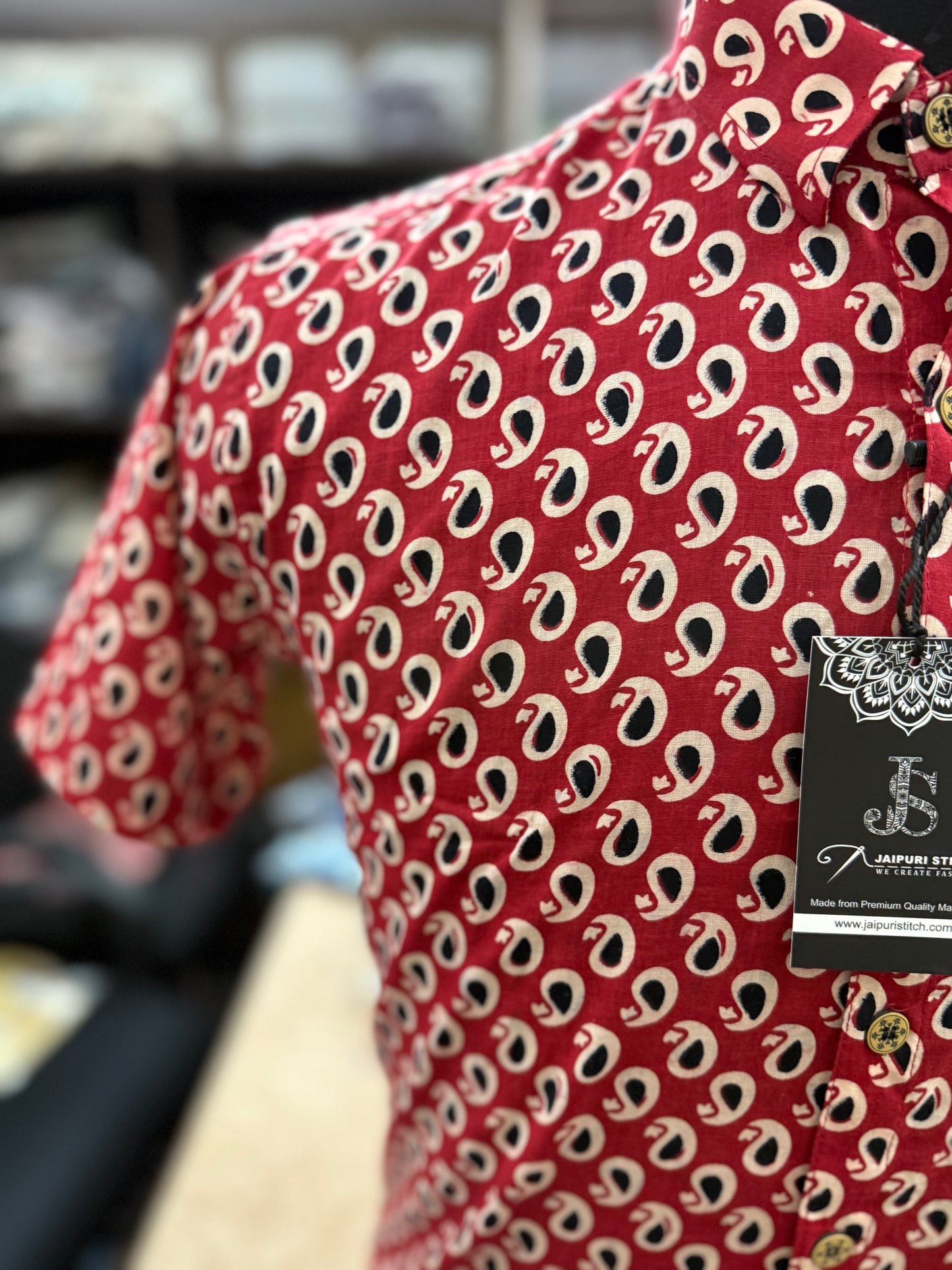 Red BootiBaaz Printed Mens Half Sleeves Cotton Shirt