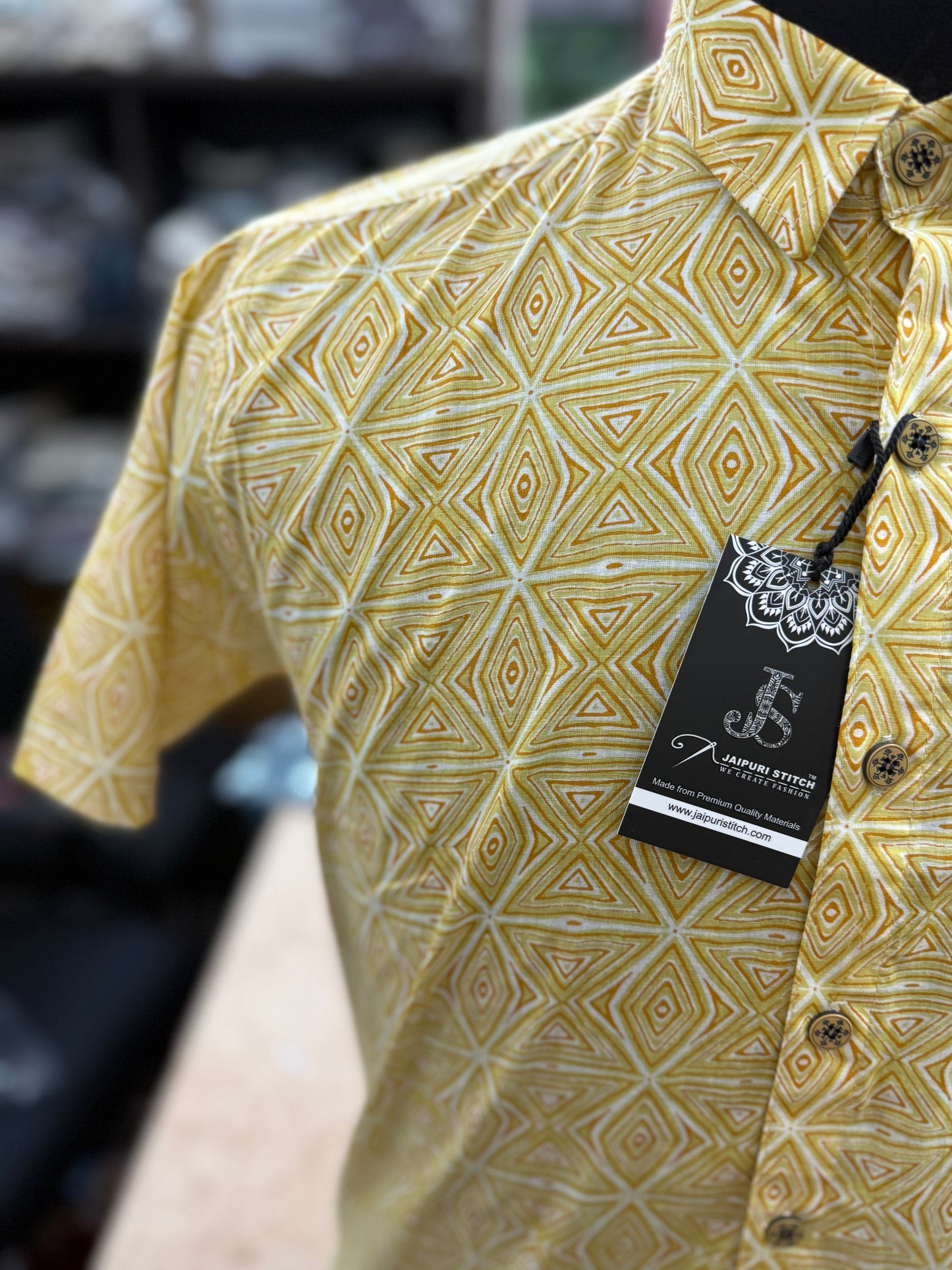 Yellow BarfiBuzz Printed Mens Half Sleeves Cotton Shirt