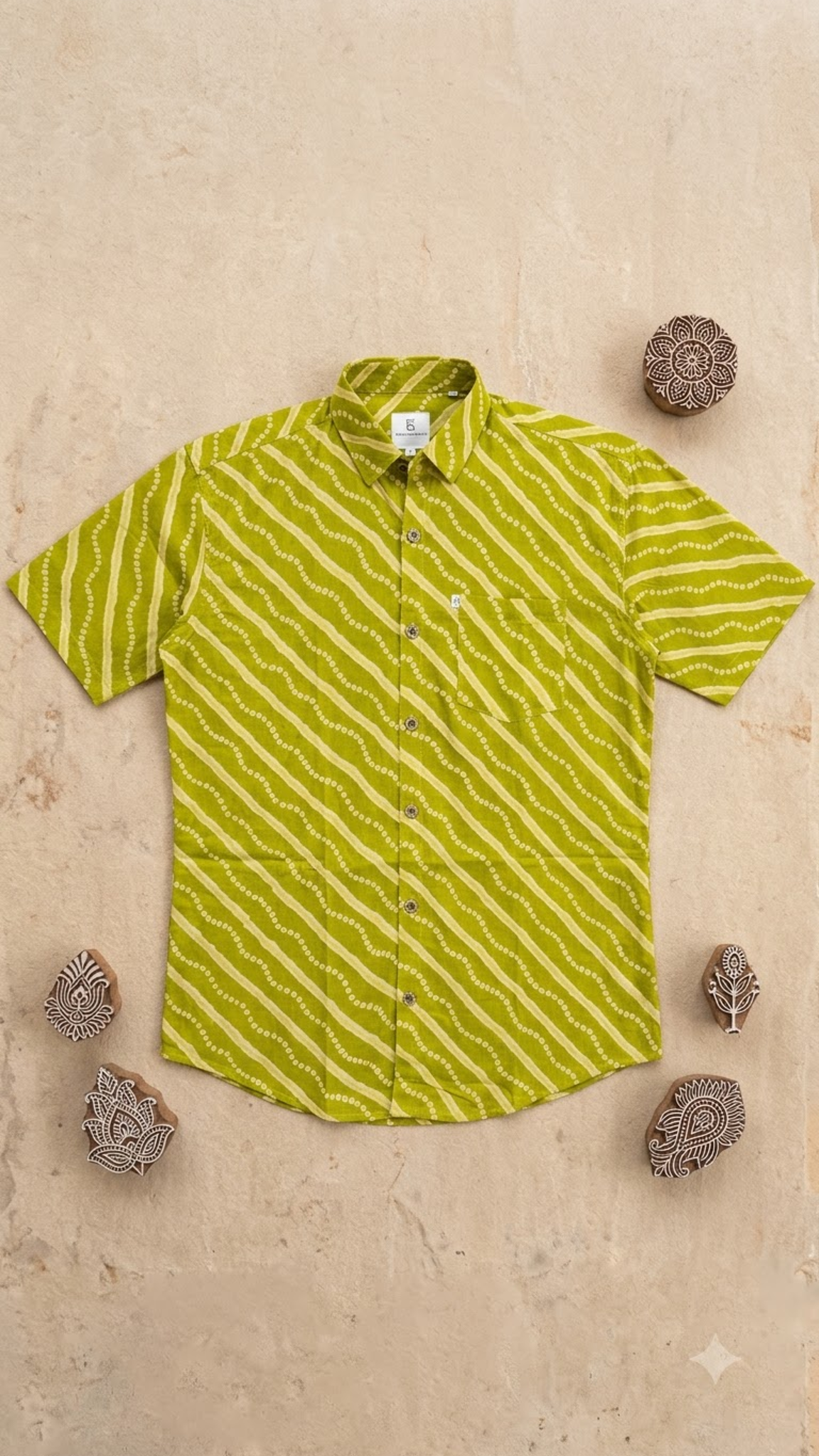 Green New Stripes Printed Mens Half Sleeves Shirt