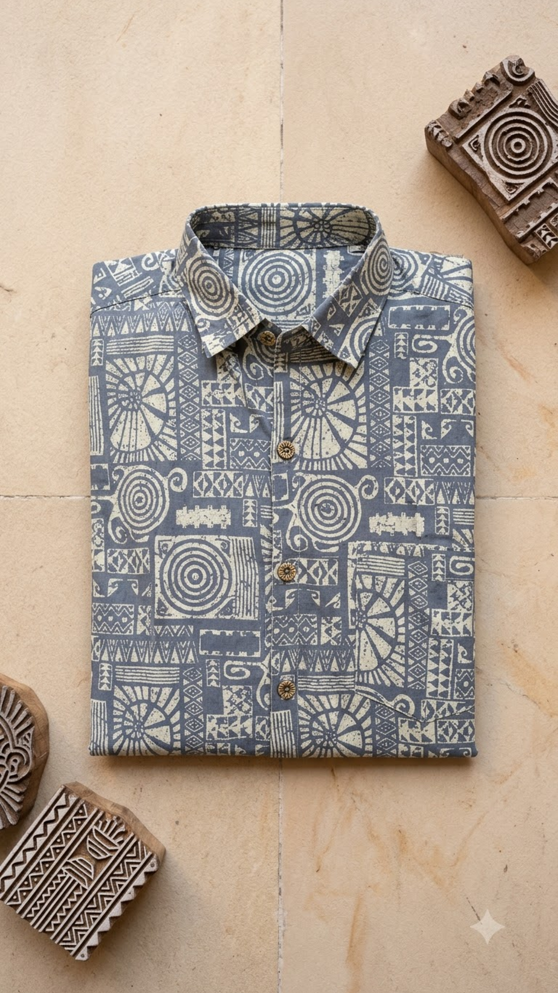 Grey Maze Printed Mens Half Sleeves Shirt