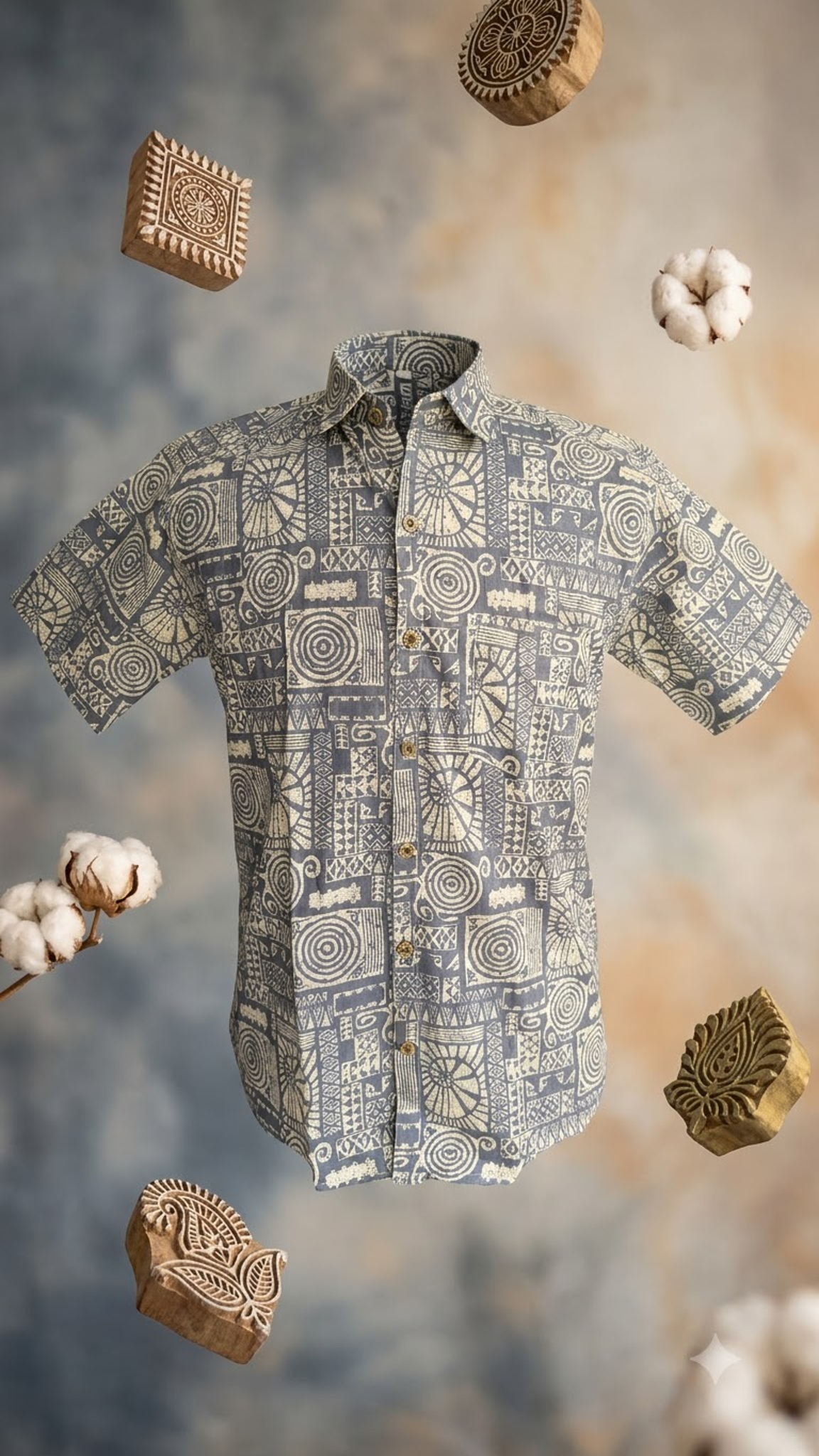 Grey Maze Printed Mens Half Sleeves Shirt