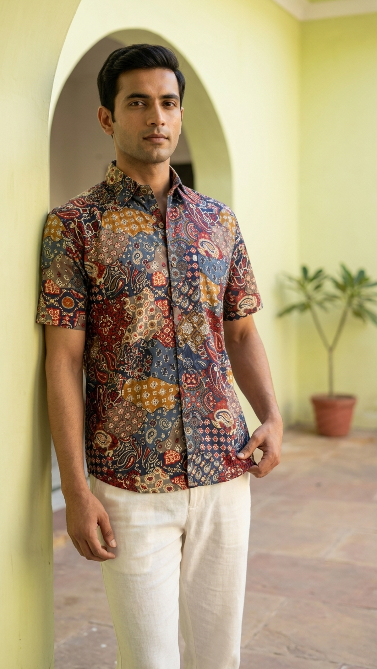 Multicolour Abstract Printed Mens Half Sleeves Shirt