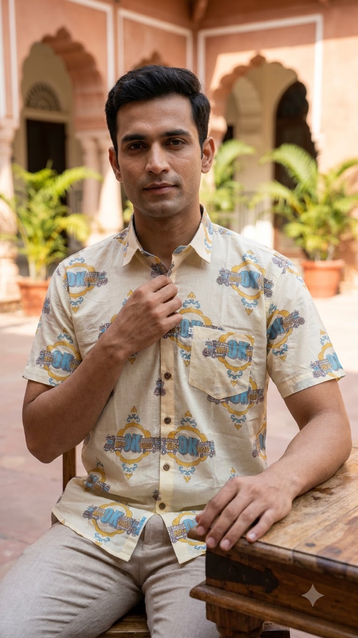 Horn Ok Print Men’s Half Sleeve Shirt