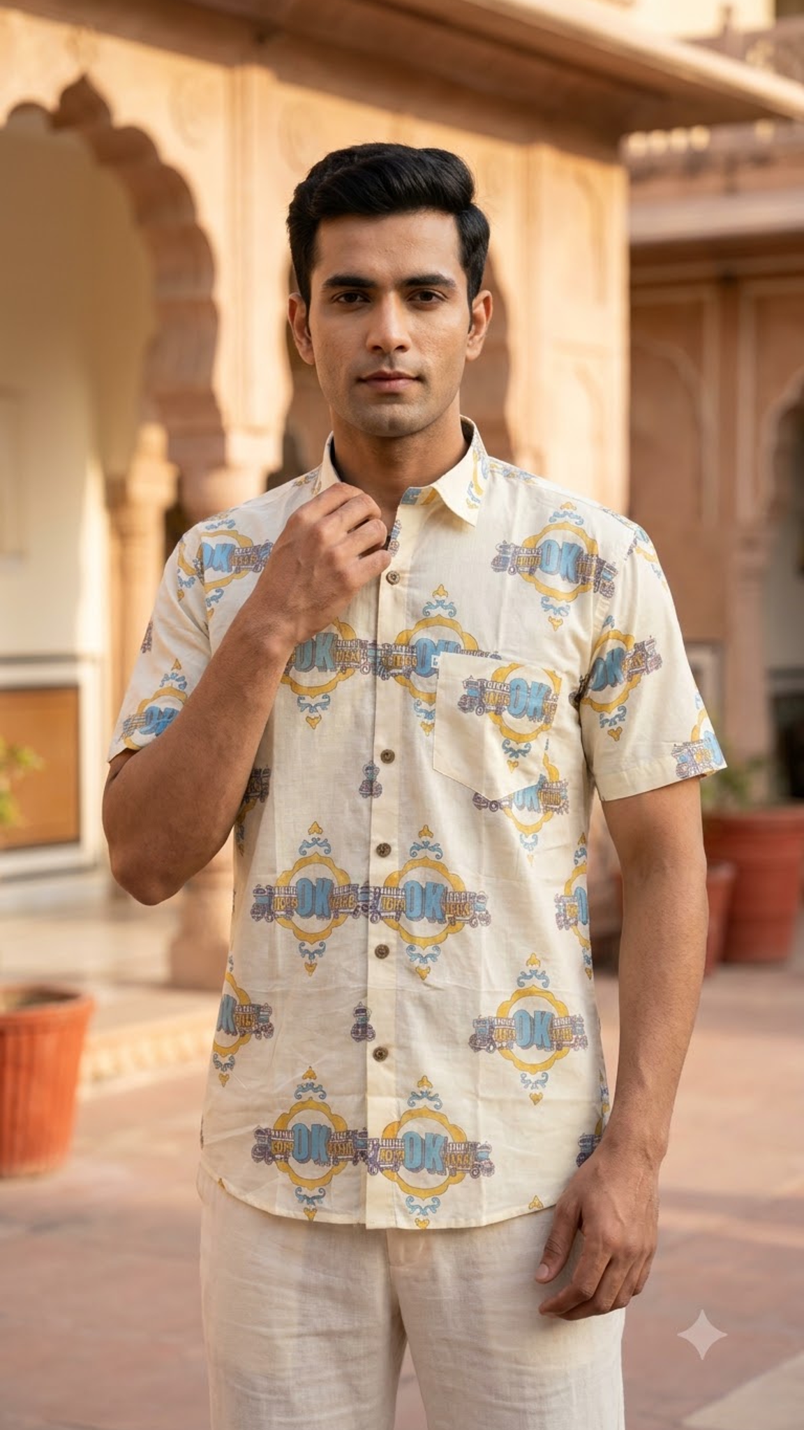 Horn Ok Print Men’s Half Sleeve Shirt