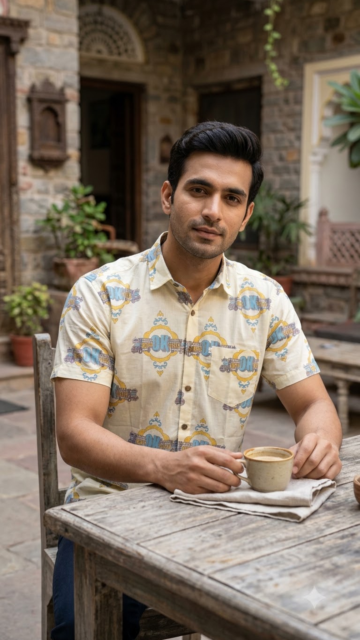 Horn Ok Print Men’s Half Sleeve Shirt