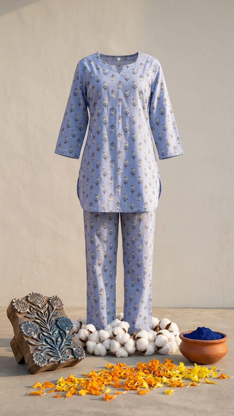 Women’s Lavender Booti/mofit printed Cotton Co-Ord set