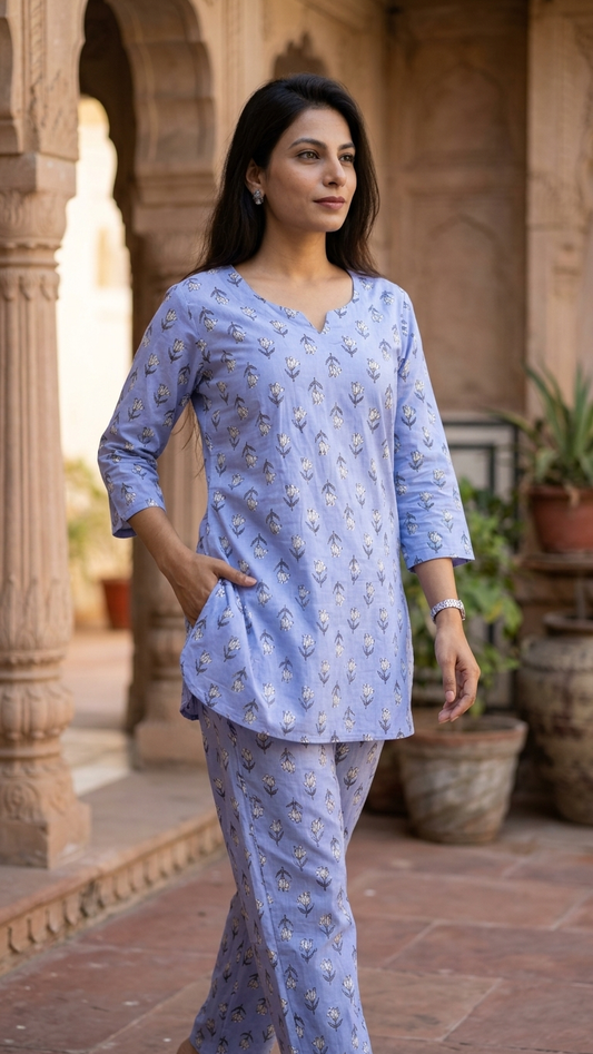 Women’s Lavender Booti/mofit printed Cotton Co-Ord set