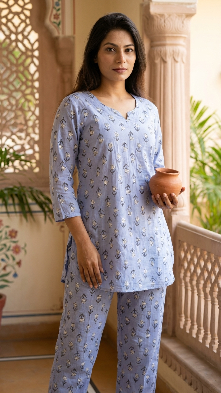Women’s Lavender Booti/mofit printed Cotton Co-Ord set